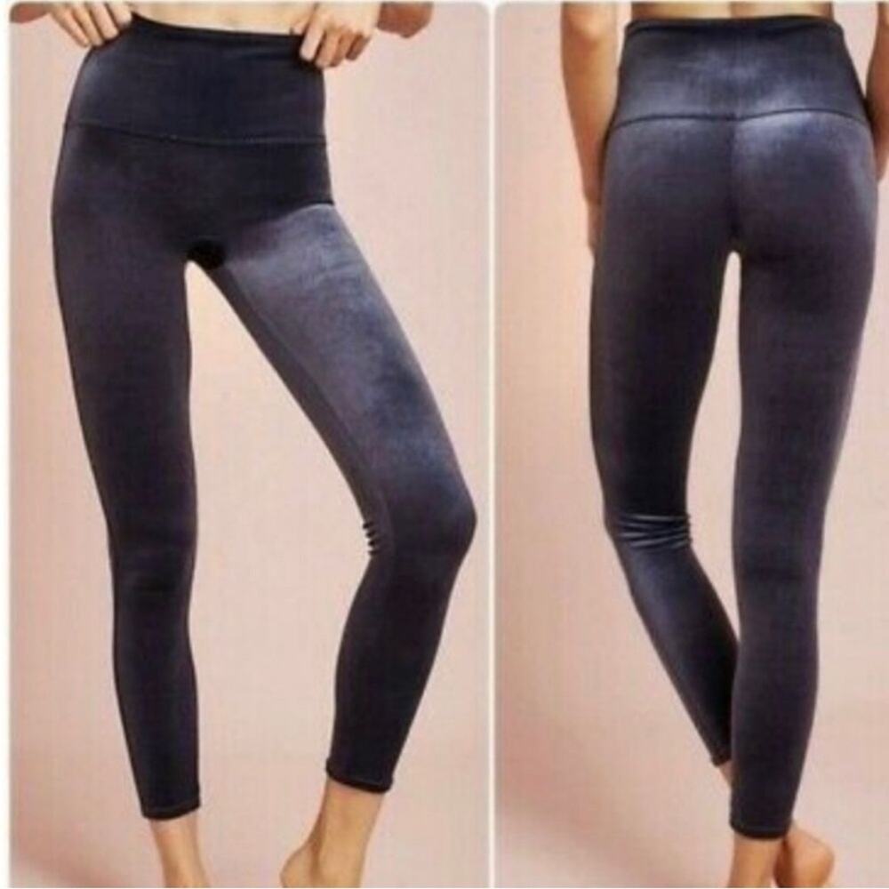 Spanx Blue Velvet Shaping Leggings blue high waist moon shadow winter fall